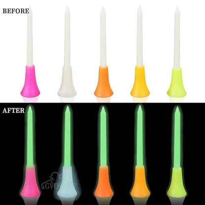 6 - Pack Glowing Golf Tees – 3 - 1/4"(83mm) Rubber Top Tees - 6pcs Random Color - Club Rehab