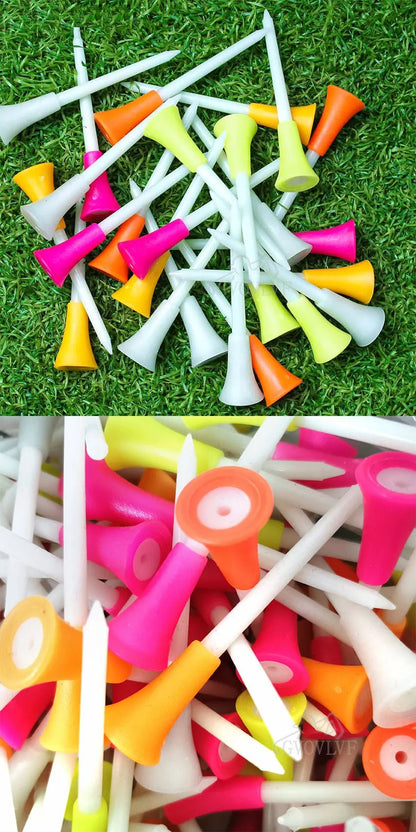 6 - Pack Glowing Golf Tees – 3 - 1/4"(83mm) Rubber Top Tees - 6pcs Random Color - Club Rehab