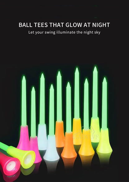 6 - Pack Glowing Golf Tees – 3 - 1/4"(83mm) Rubber Top Tees - 6pcs Random Color - Club Rehab