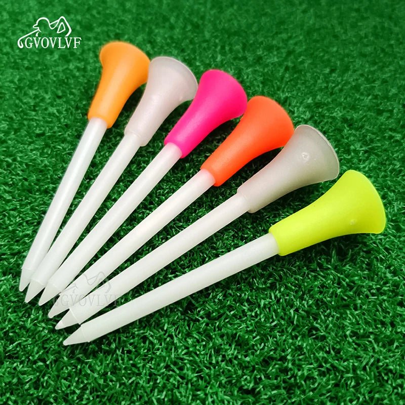 6 - Pack Glowing Golf Tees – 3 - 1/4"(83mm) Rubber Top Tees - 6pcs Random Color - Club Rehab