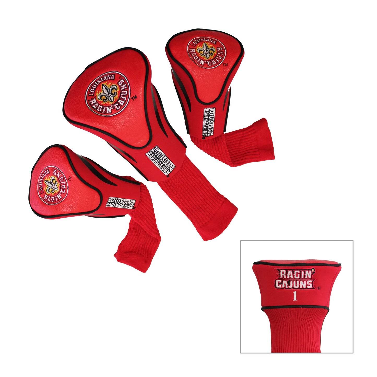 Louisiana Ragin’ Cajuns 3 Pack Contour Sock Headcovers - Club Rehab