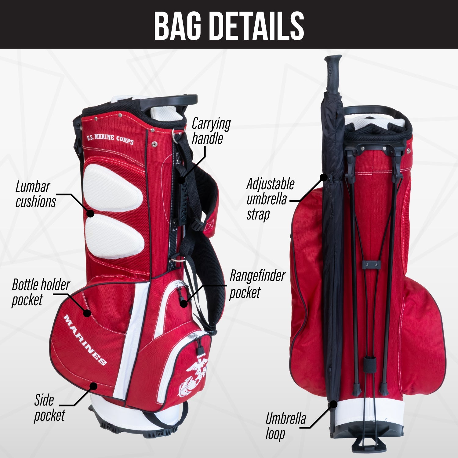 U.S. Marines Fairway Stand Bag - Image 2 - Club Rehab