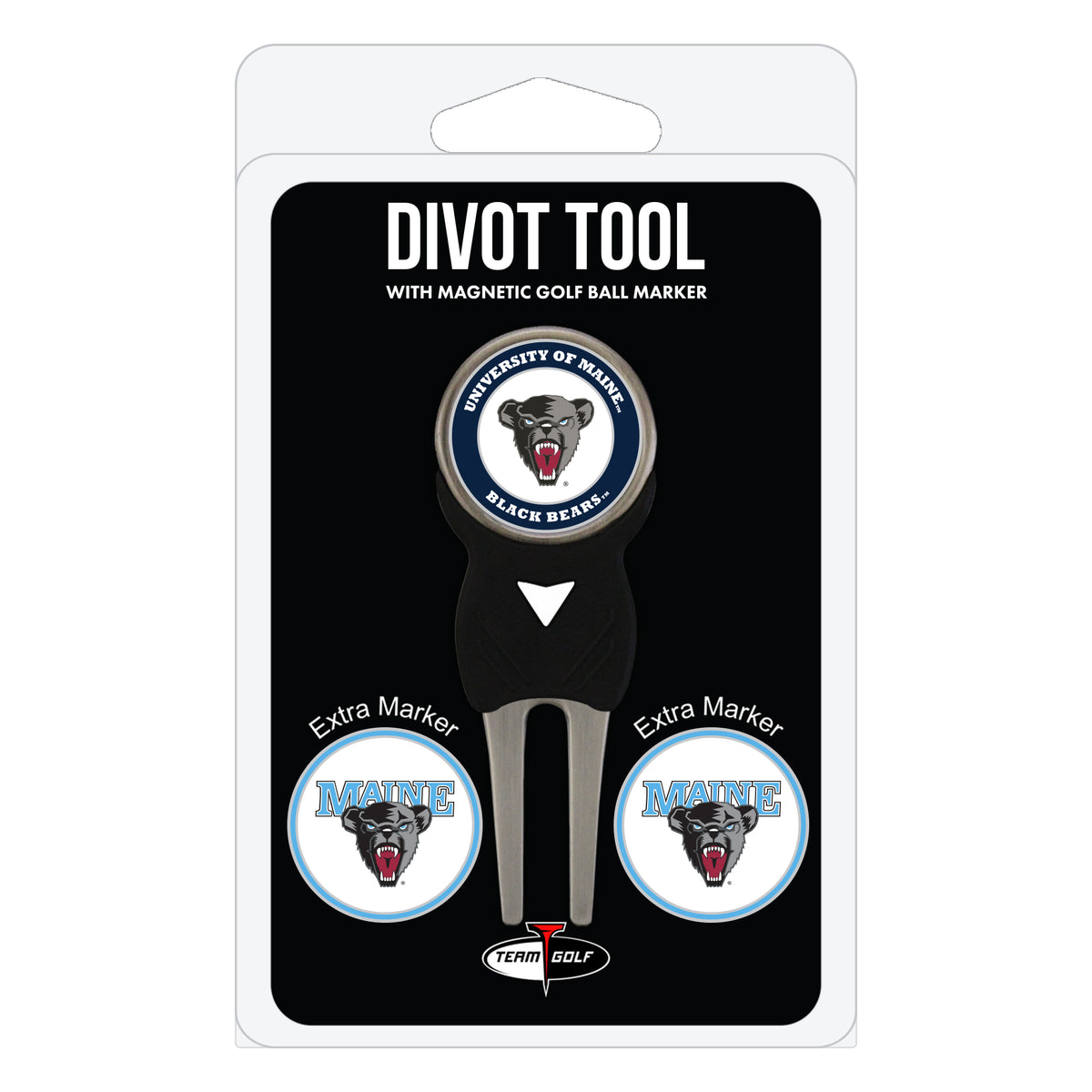 Maine Black Bears divot repair tool and three ball markers