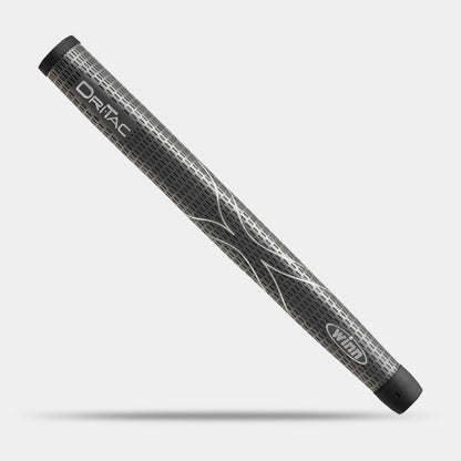 Golf club grip with 'DriTac' branding on a light gray background