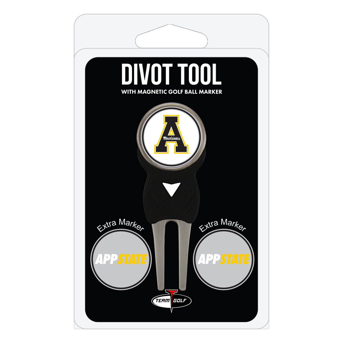 Appalachian State Mountaineers divot repair tool and three ball markers