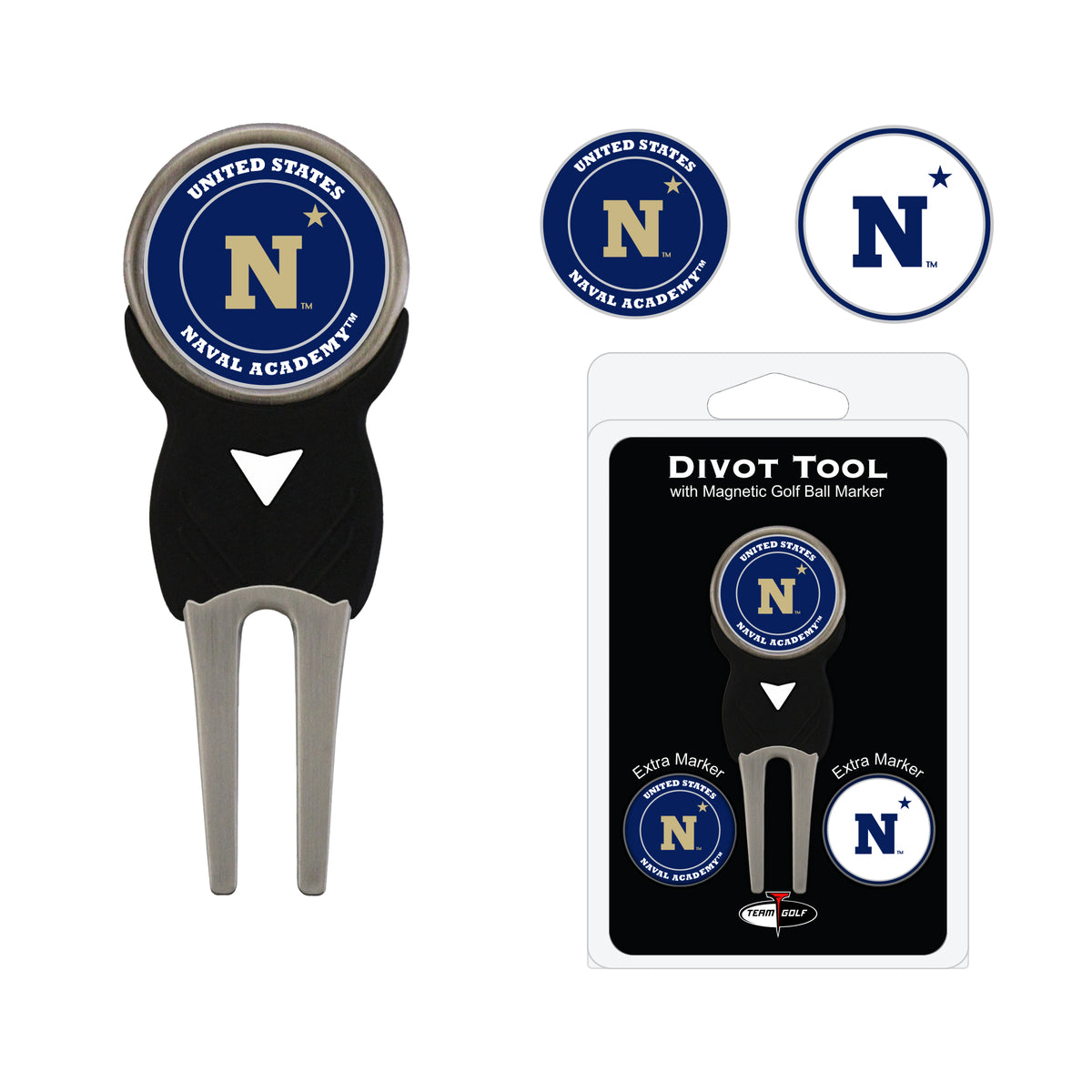 Navy Midshipmen divot repair tool and three ball markers
