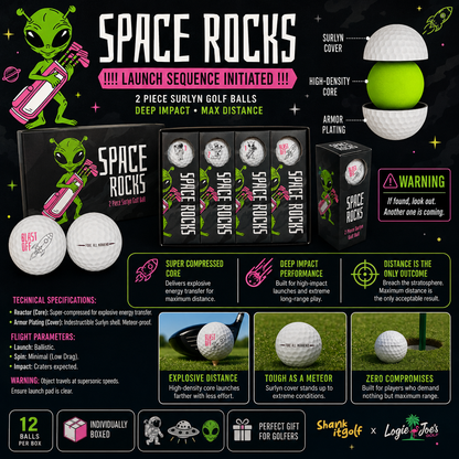 Space Rocks Distance Series Golf Balls | 2-Piece Surlyn Golf Balls | 12-Pack