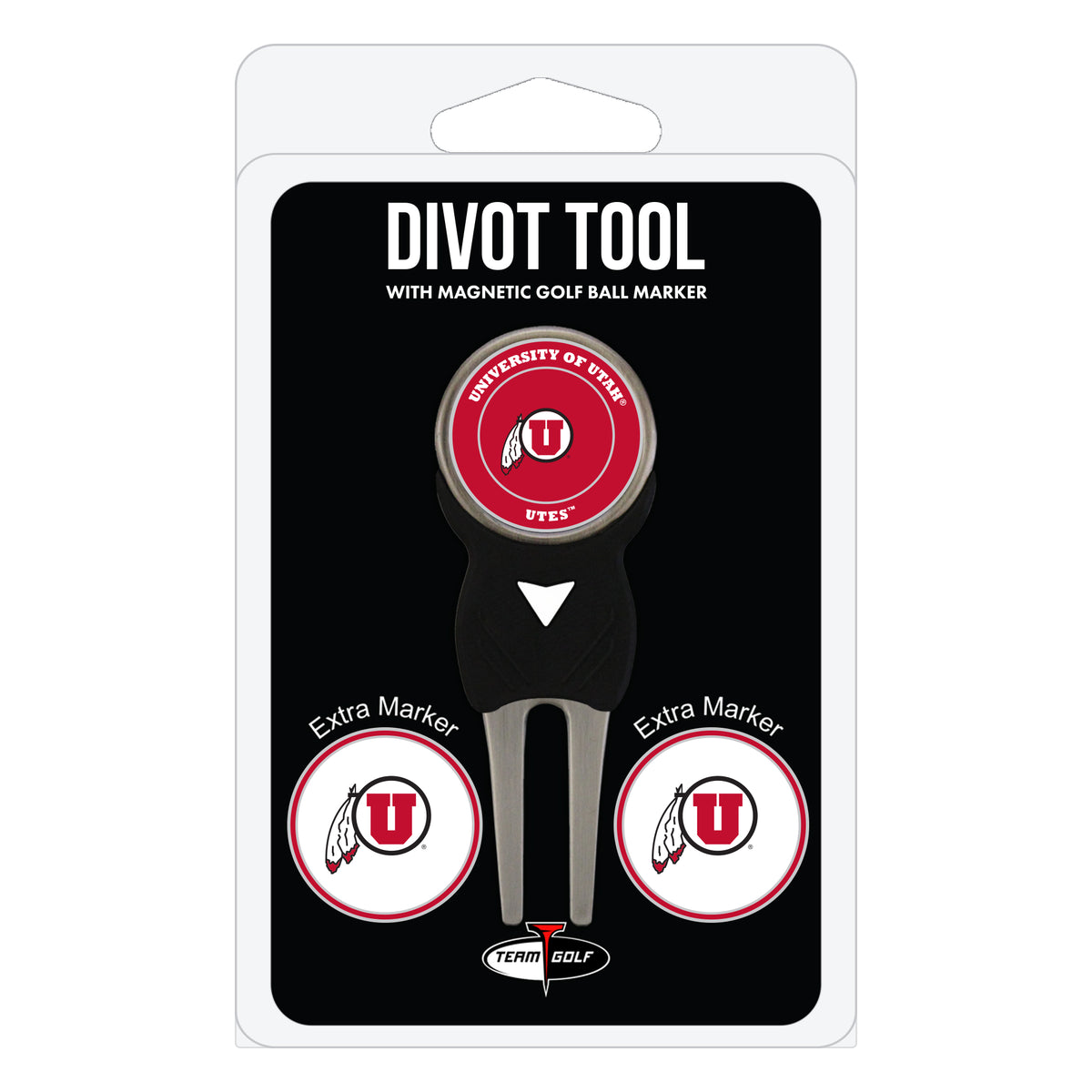 Utah Utes divot repair tool and three ball markers