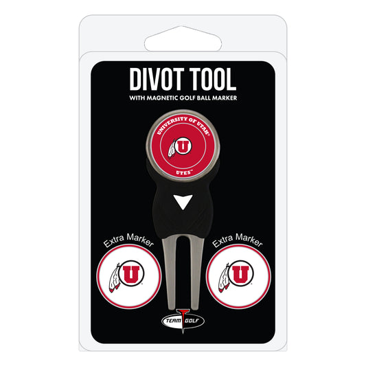 Utah Utes divot repair tool and three ball markers