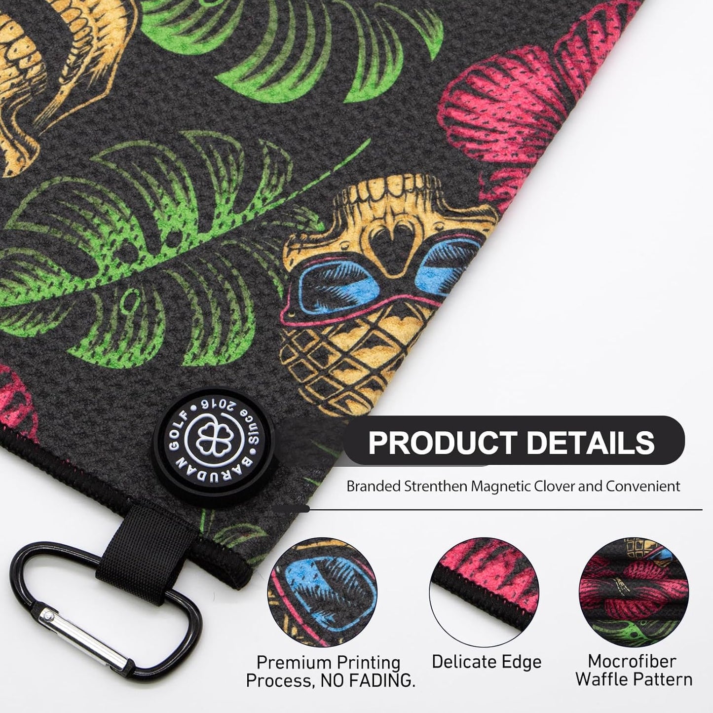 Pineapple Skull Party Magnetic Golf Towel (15" x 24")