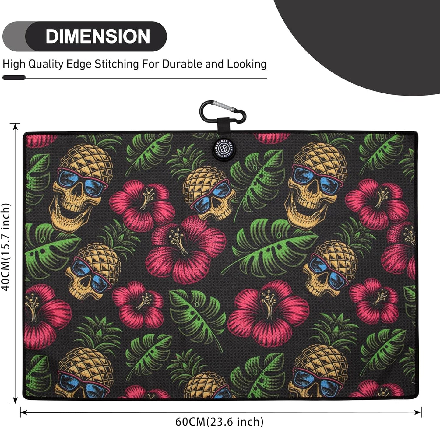 Pineapple Skull Party Magnetic Golf Towel (15" x 24")