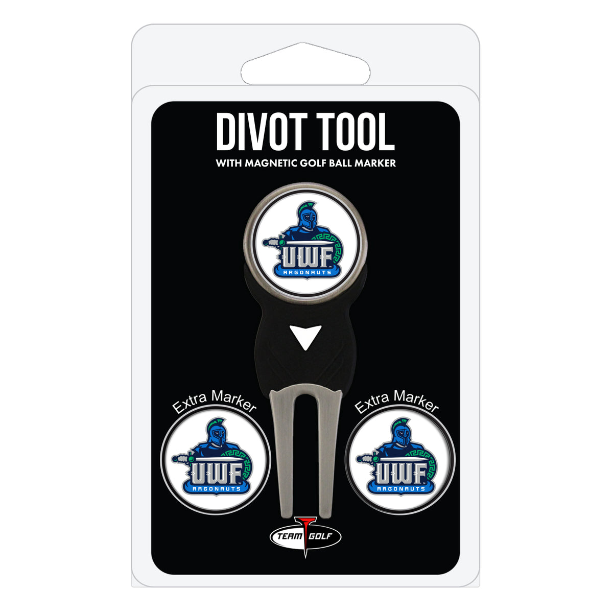 West Florida Argonauts divot repair tool and three ball markers