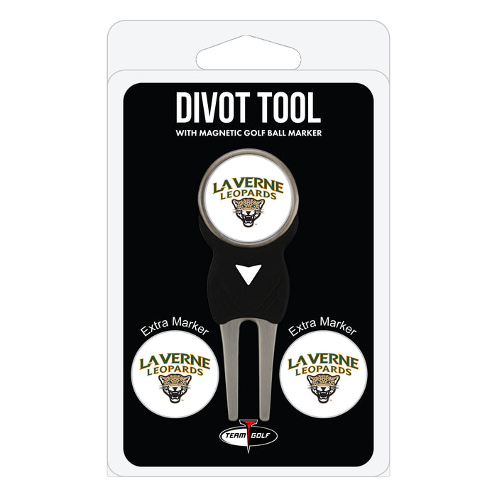 La Verne Leopards divot repair tool and three ball markers