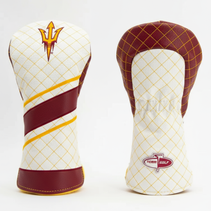 Two golf club heads with Arizona State Sun Devils logo on a white background