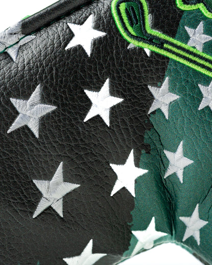 Close-up of star embroidery on Army Man putter headcover