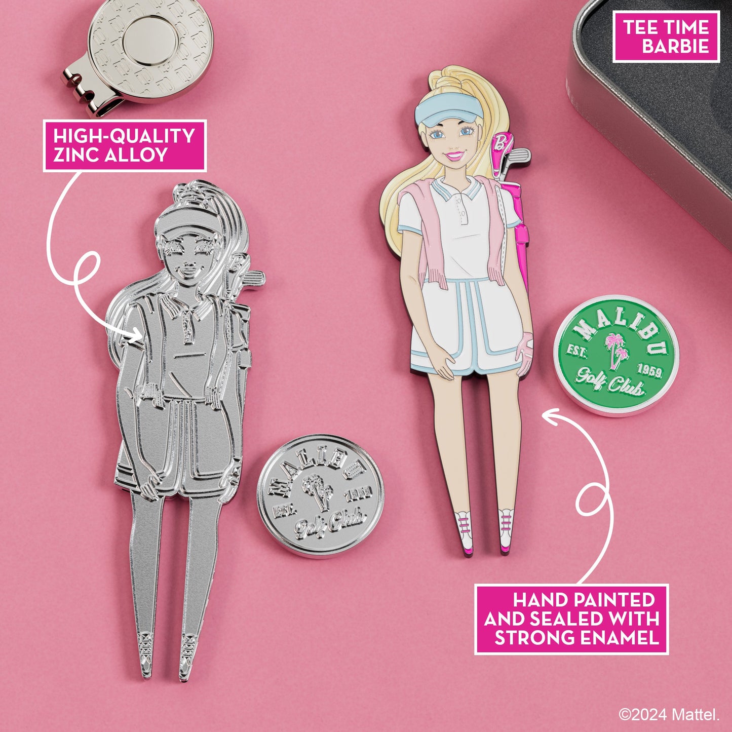 Tee Time Barbie Divot Tool with Malibu GC Ball Marker