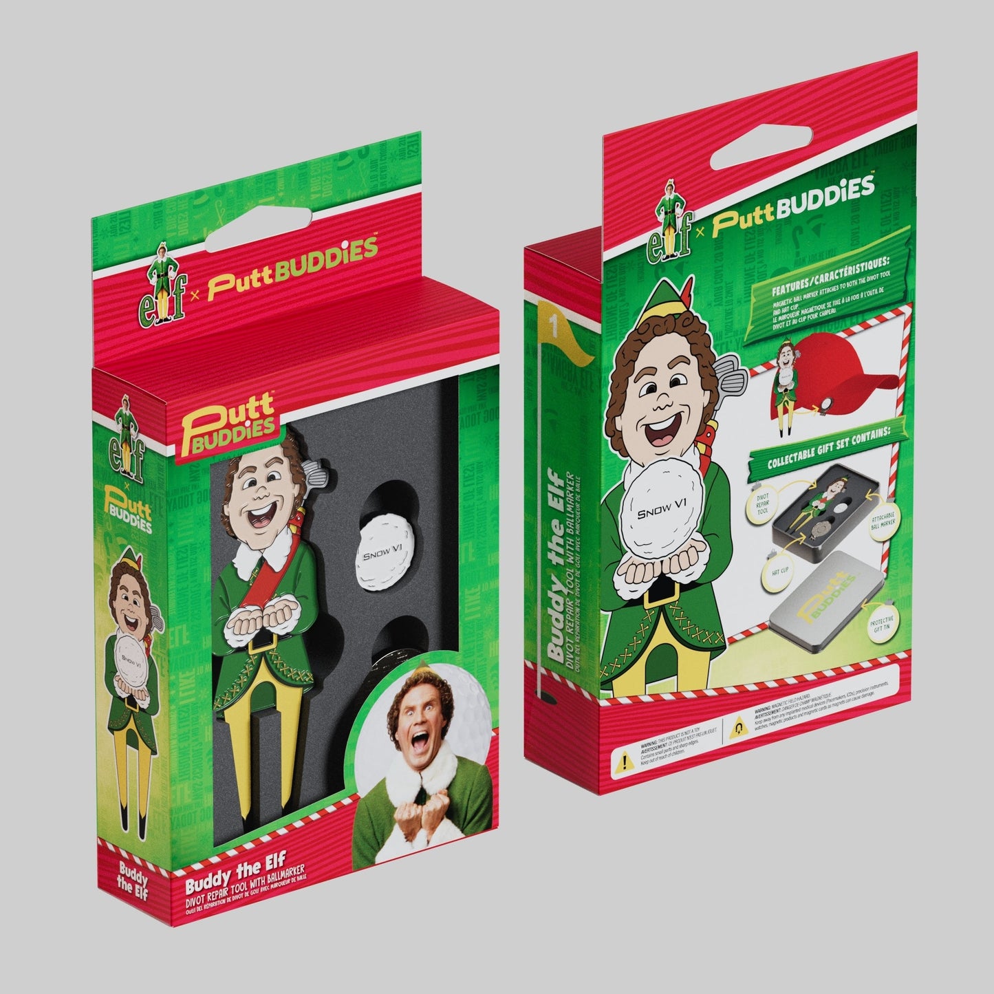 ELF x PuttBuddies - Buddy the Elf divot tool with SnowV1 Ball Marker