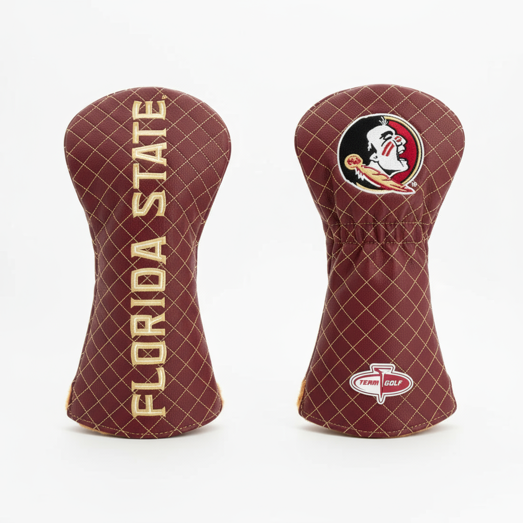 Two golf club head covers with 'Florida State' text and logo on a white background