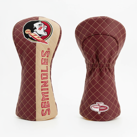 Golf club head covers with Florida State Seminoles logo on a white background