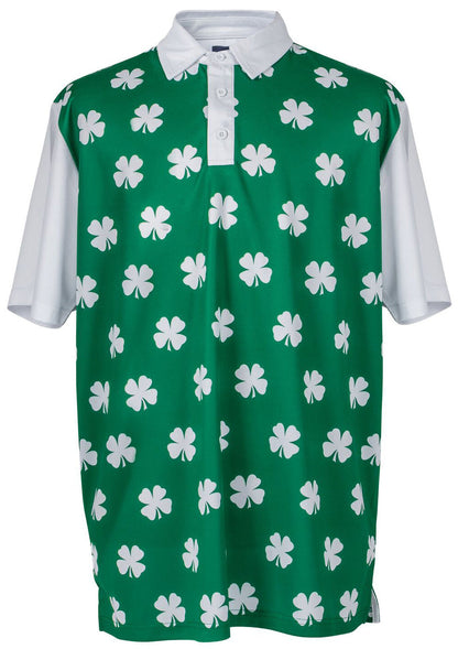 Four-Leaf Clover (White) Mens Golf Polo Shirt by ReadyGOLF