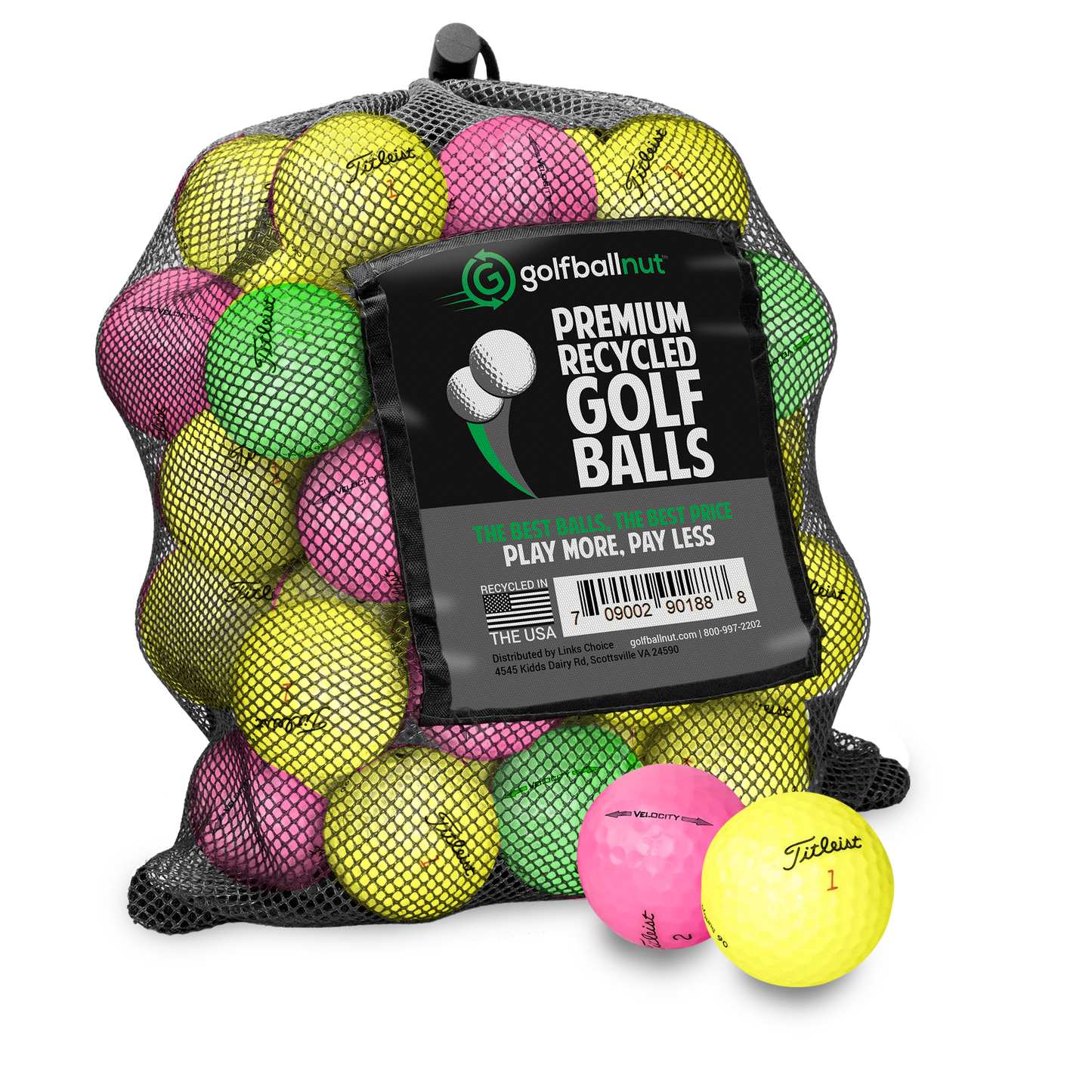 Used Titleist Color Mix Golf Balls - Mesh Bag