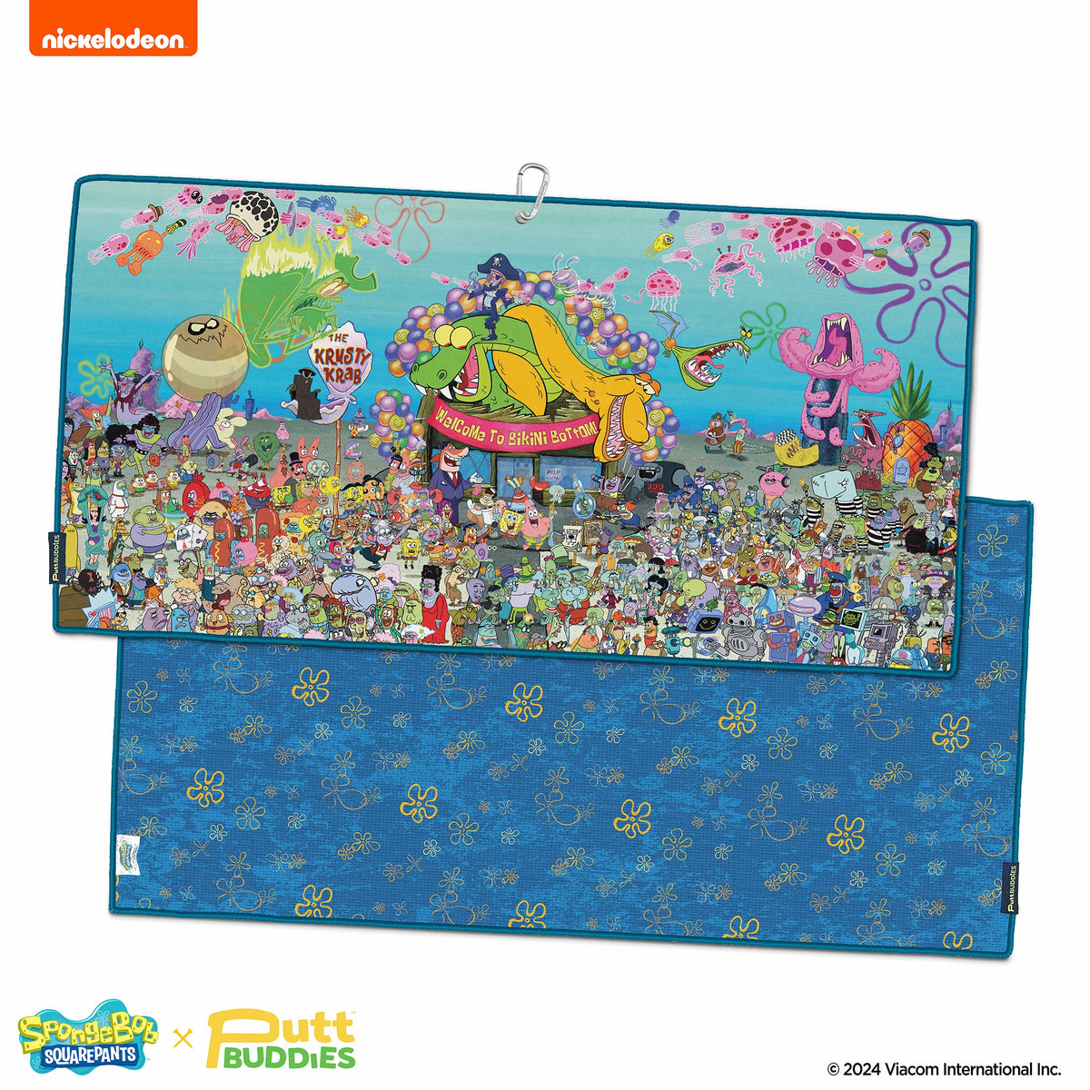 Bikini Bottom Buddies XL Caddy Golf Towel double Sided Microfiber + Waffle Towel - 22" x 42"