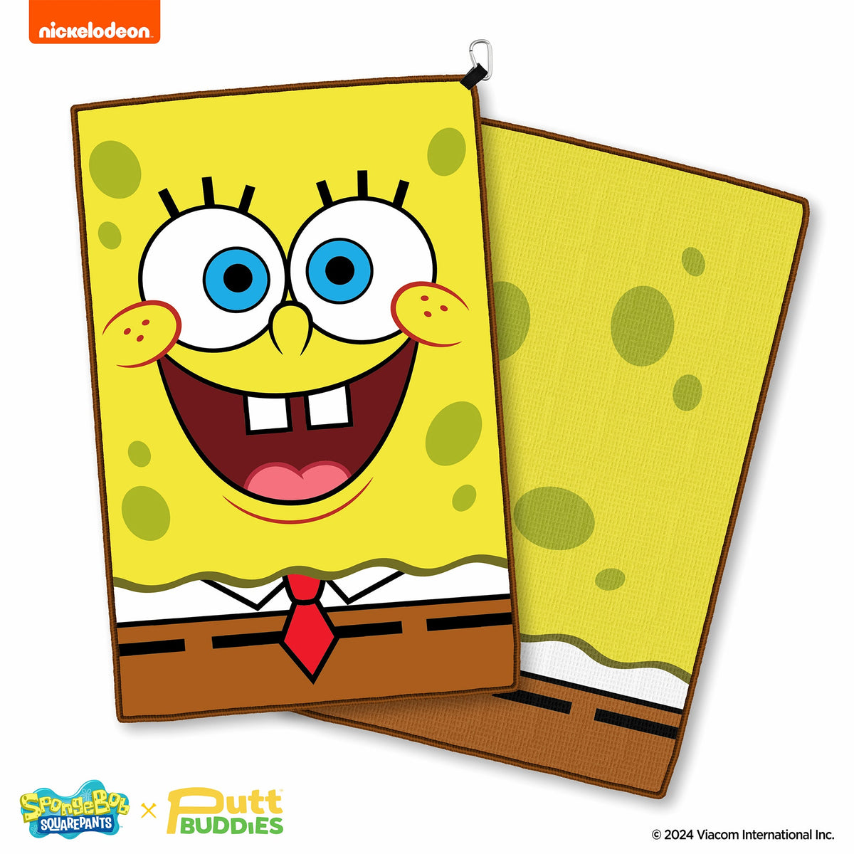 SpongeBob SquarePants Double Sided Golf Towel with bonus Plankton Ball Marker