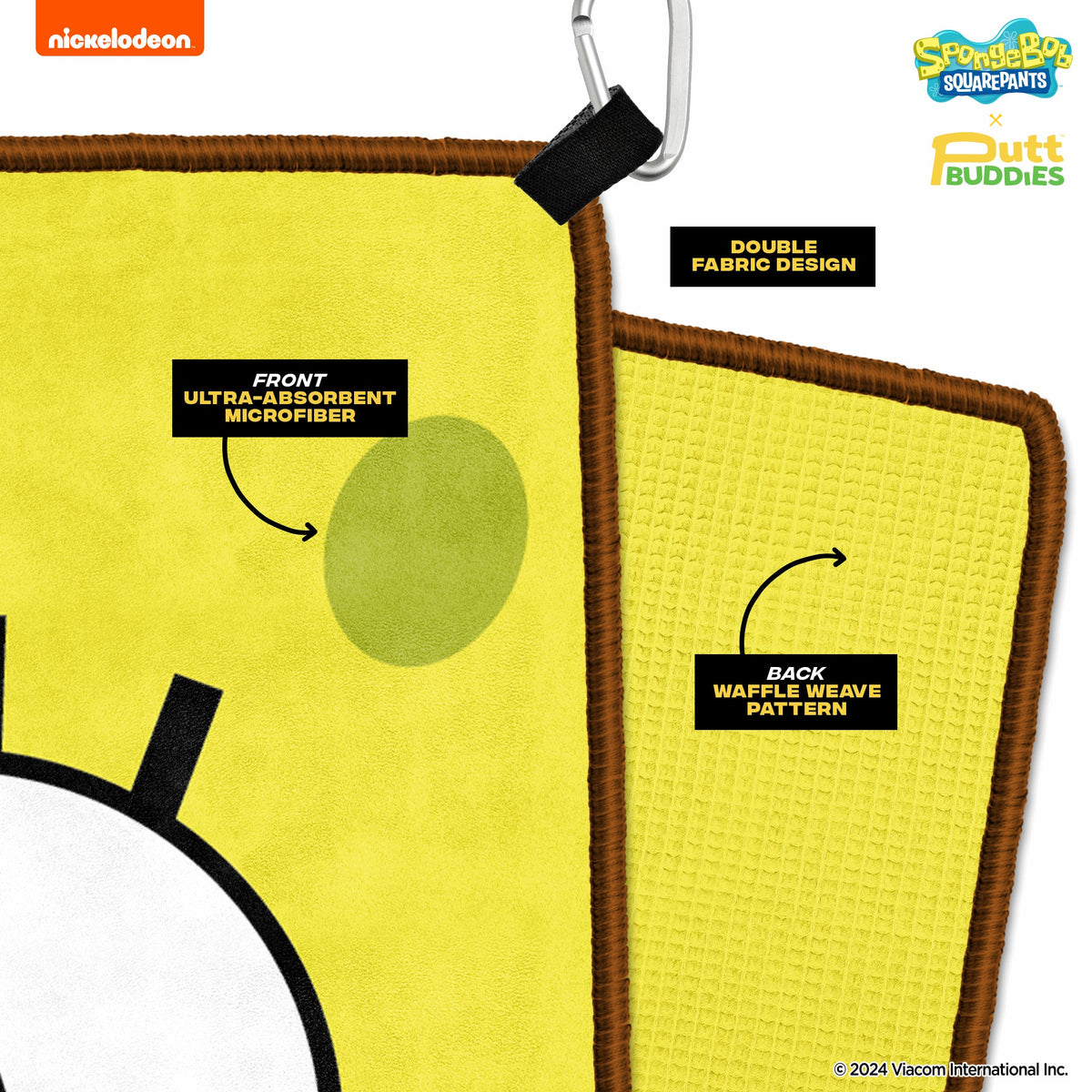 SpongeBob SquarePants Double Sided Golf Towel with bonus Plankton Ball Marker