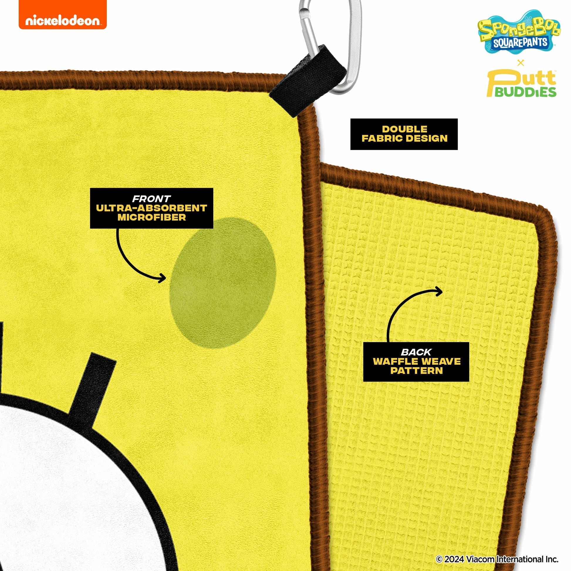 SpongeBob SquarePants Double Sided Golf Towel with bonus Plankton Ball Marker