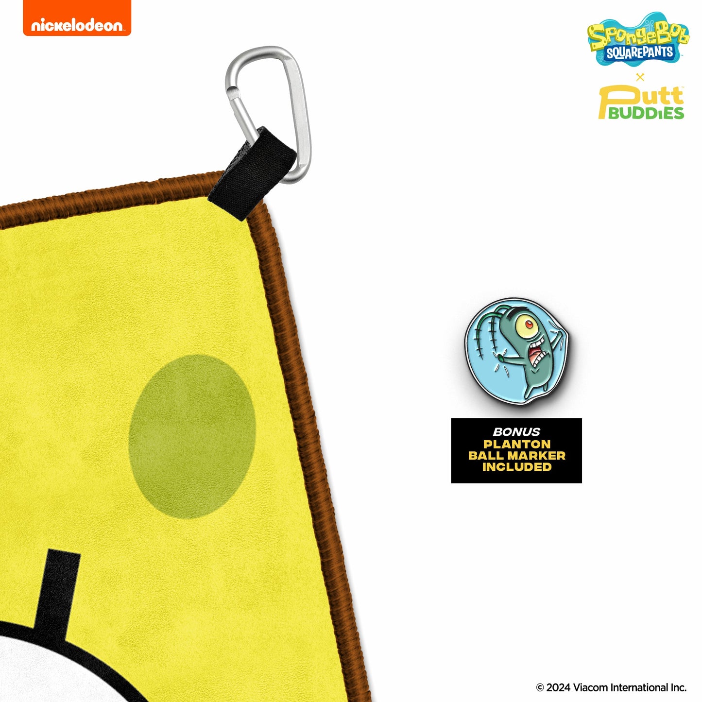 SpongeBob SquarePants Double Sided Golf Towel with bonus Plankton Ball Marker