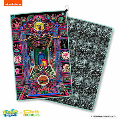 [Magnetic] 'Holy Krabby Patties' Golf Towel with Attachable Plankton Ball Marker