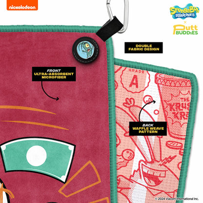 [Magnetic] Mr. Krabs Golf Towel with Attachable Plankton Ball Marker