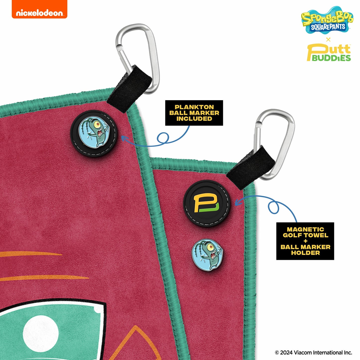 [Magnetic] Mr. Krabs Golf Towel with Attachable Plankton Ball Marker