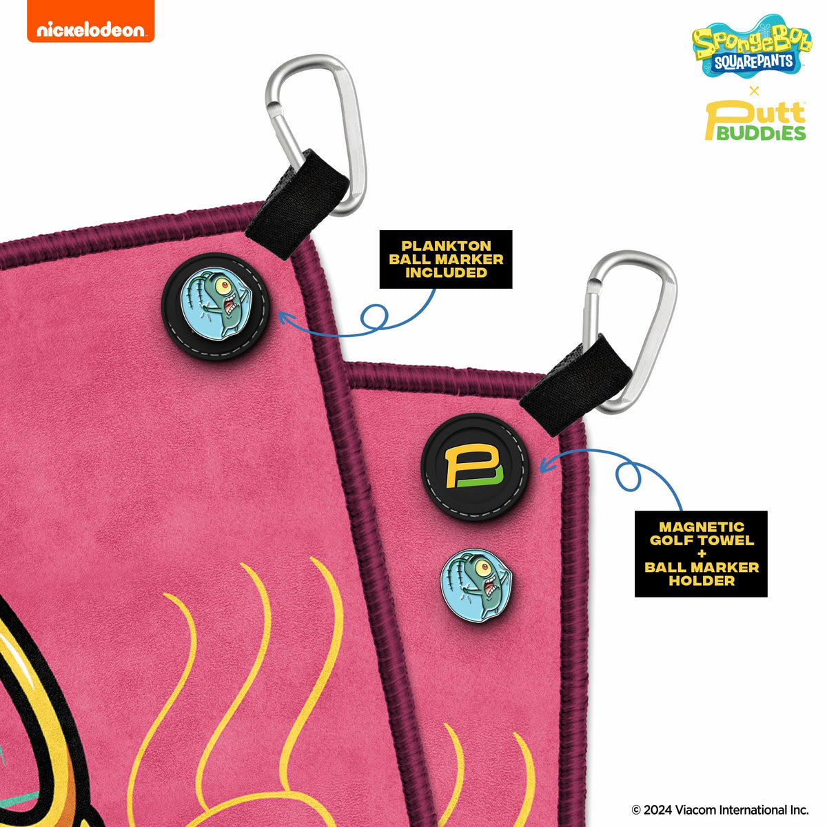 [Magnetic] 'Krusty Patrick' Golf Towel with Attachable Plankton Ball Marker
