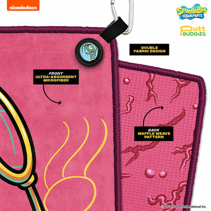 [Magnetic] 'Krusty Patrick' Golf Towel with Attachable Plankton Ball Marker