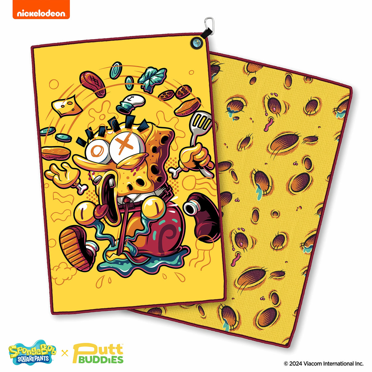 [Magnetic] 'Krusty SpongeBob' Golf Towel with Attachable Plankton Ball Marker
