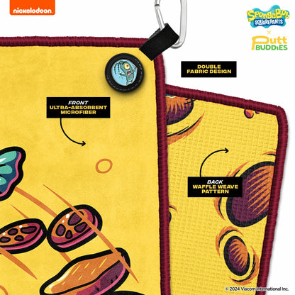 [Magnetic] 'Krusty SpongeBob' Golf Towel with Attachable Plankton Ball Marker