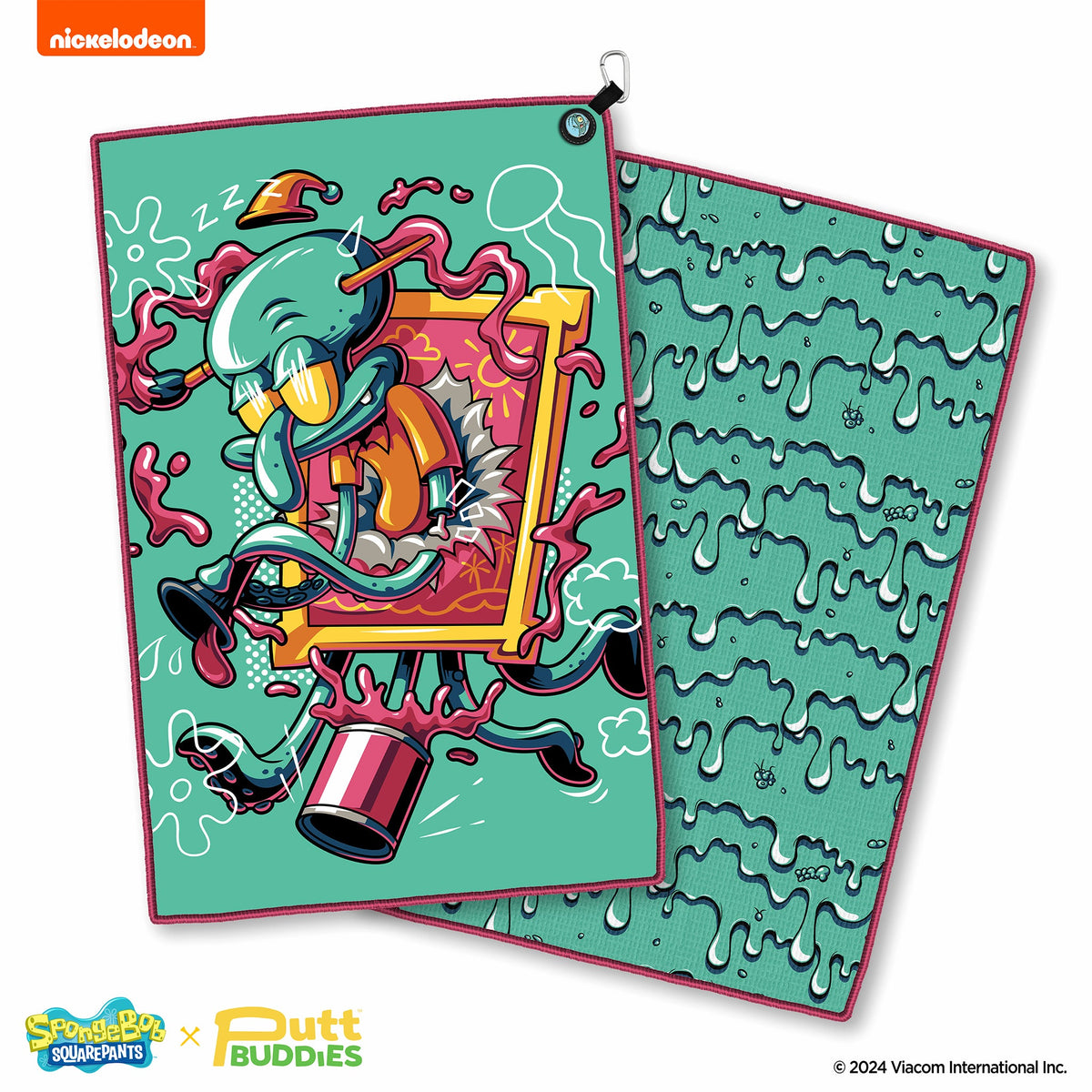 [Magnetic] 'Krusty' Squidward Golf Towel with Attachable Plankton Ball Marker