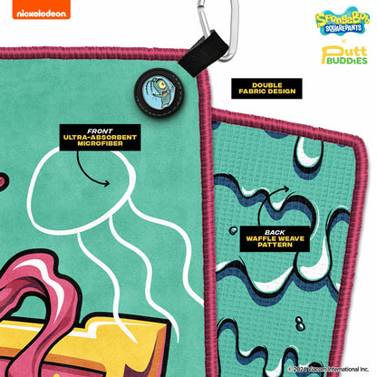 [Magnetic] 'Krusty' Squidward Golf Towel with Attachable Plankton Ball Marker