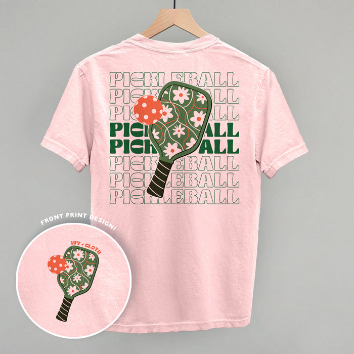 Pickleball Floral Back-Print Tees & Sweatshirts