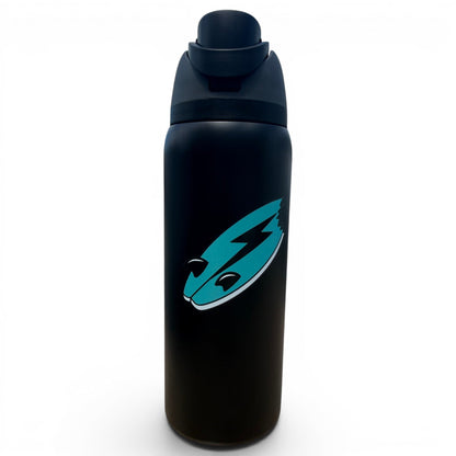 Shark Bite Hydration Bottle | 32oz Insulated Stainless Steel | Flip Straw Lid w/ Handle