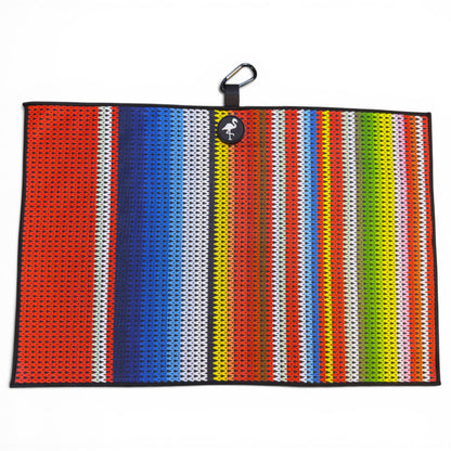 Fiesta Stripe Golf Towel | 24” x 16” Microfiber Towel | Magnetic Clip & Carabiner | Premium Golf Accessory