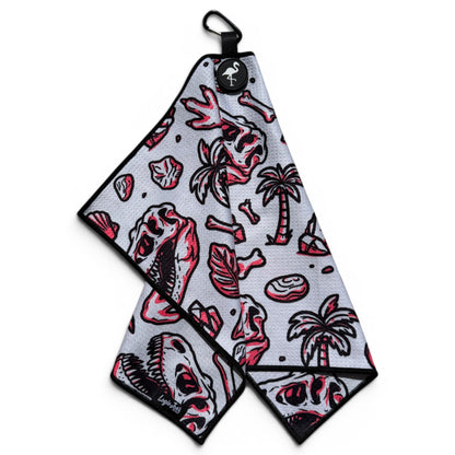 Fossil Golf Towel | 24” x 16” Microfiber Towel | Magnetic Clip & Carabiner | Premium Golf Accessory