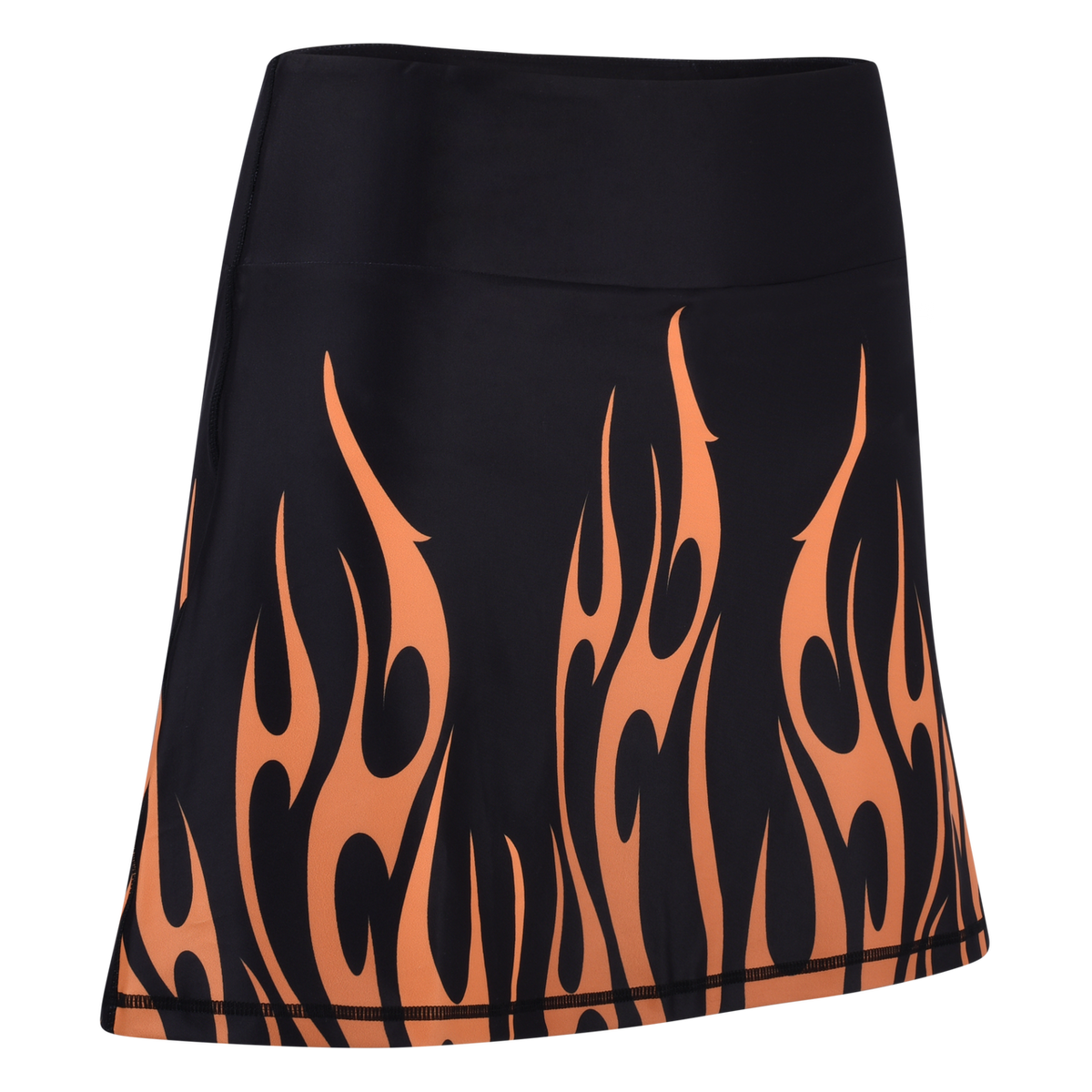 ReadyGOLF I'm On Fire women’s golf skort with orange flames on black