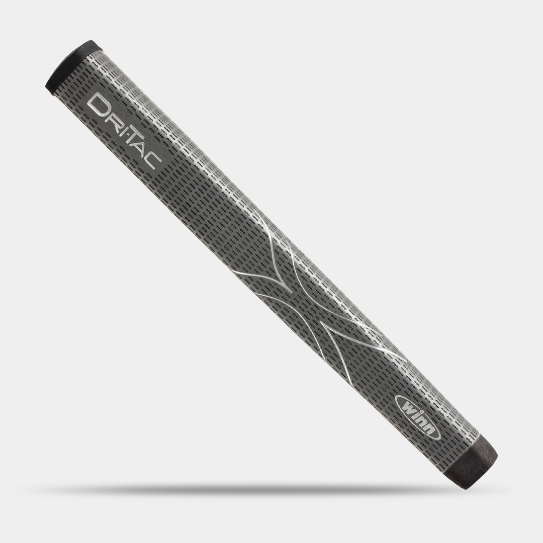 Golf club grip with 'Dri-Tac' branding on a light gray background