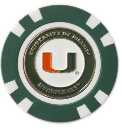 Officially Licensed Miami Hurricanes Poker Chip Ball Marker