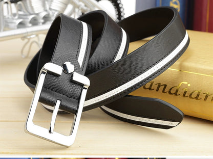 Men's Leather White Casual Belt K-style Golf