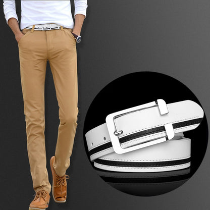 Men's Leather White Casual Belt K-style Golf