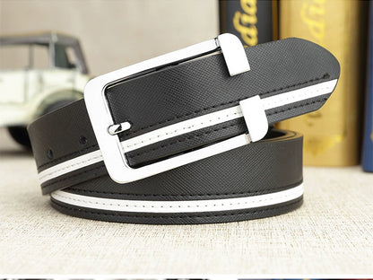 Men's Leather White Casual Belt K-style Golf