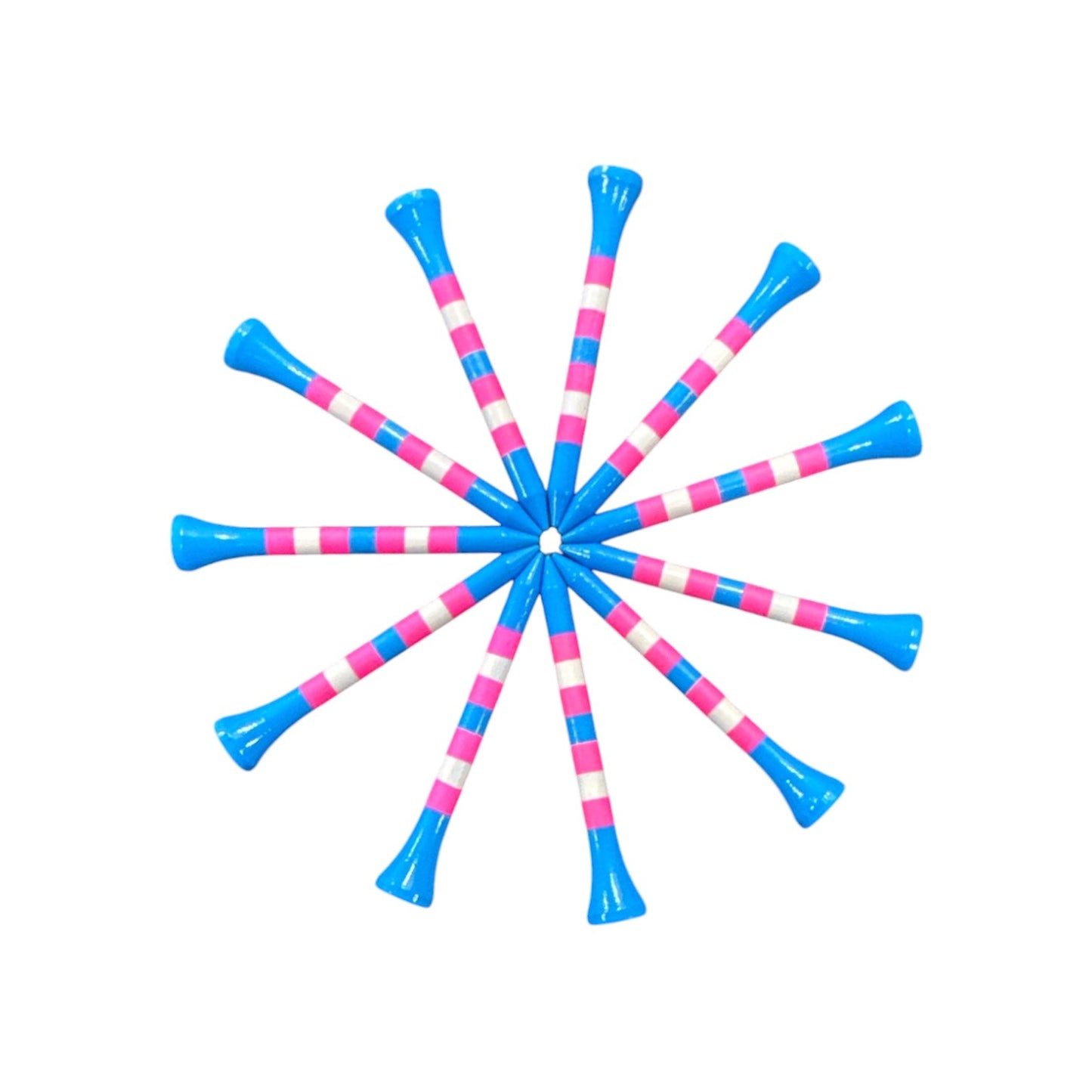 Blue Pink Stripe Premium Wooden Golf Tees | 2 3/4” Standard Size | 45 Pack Set | Durable Painted Wood Tees | Unique Designs